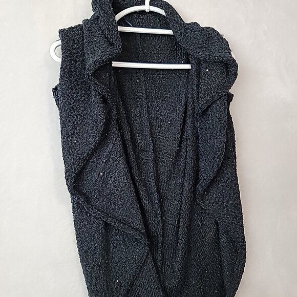 Zara Knit Womens Sequin Wrap Cardigan Size M Navy Sparkle Sweater Universal READ - Picture 5 of 16